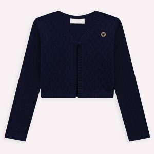 Bolero Infantil Menina em Tricot Azul