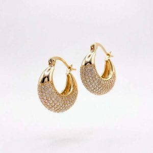 Brinco Argola Cravejada Dourado Xangai