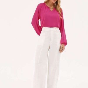 Calça Alfaiataria Wide Leg Off White Eudora