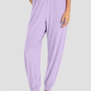 Calça Feminina Jogger Veludo Cotelê Roxo
