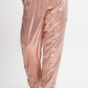 Calça Feminina Plus Size em Paetê Rosa