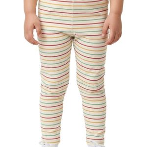 Calça Legging Listrada em Ribana Off White