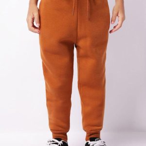 Calça Moletom Infantil Jogger Peluciada Marrom