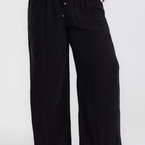 Calça Pantalona Linho Plus Size Preto
