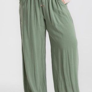 Calça Pantalona Linho Plus Size Verde