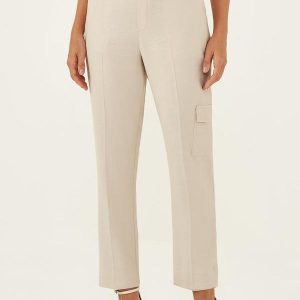 Calça Reta Regular com Bolso Cargo Aveia Thaisa
