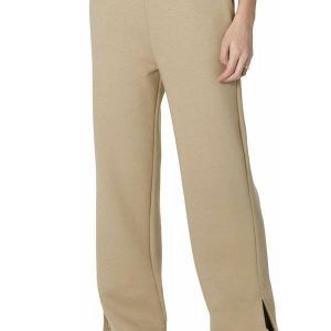 Calça Reta em Moletom com Bolso Areia