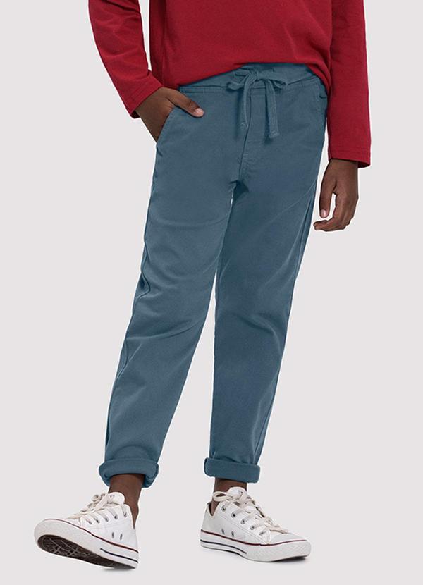 Calça Sarja Menino Jogger com Cadarço Azul