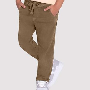 Calça Sarja Menino Jogger com Cadarço Marrom