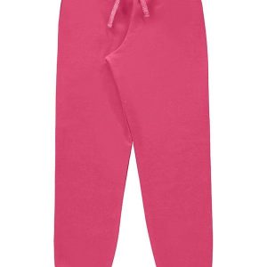 Calça Unissex Moletom Liso com Punho Rosa
