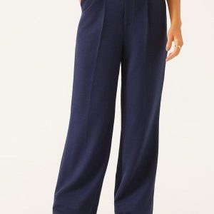 Calça Wide Leg de Alfaiataria Natiele Marinho