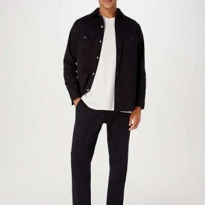 Calca em Sarja Masculina Taper Chino Peach Touch Preto