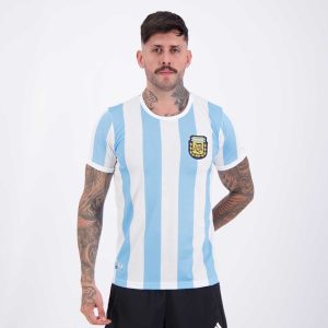 Camisa Argentina Retrô 1986 Azul e Branca