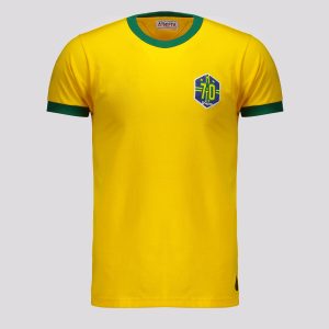 Camisa Brasil Retrô 1970 Amarela e Verde