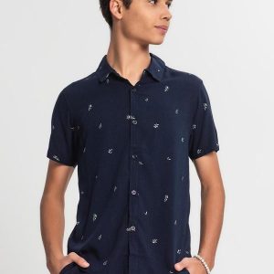 Camisa Juvenil Menino em Viscose Azul