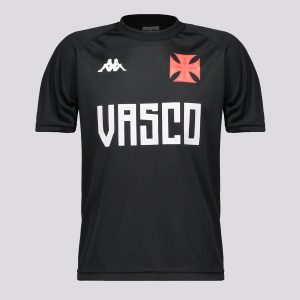 Camisa Kappa Vasco Supporter Type Infantil Preta