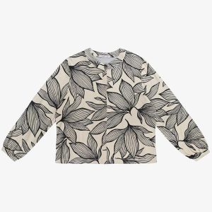 Camisa Manga Longa Estampada Plus Size Bege