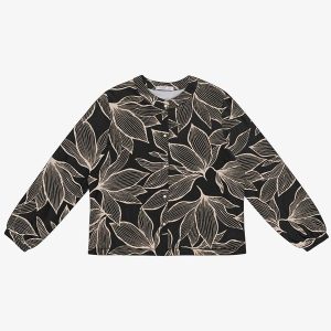 Camisa Manga Longa Estampada Plus Size Preto