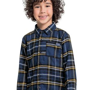 Camisa Manga Longa Menino Azul