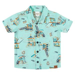Camisa Menino Praia Estampada Elian Azul