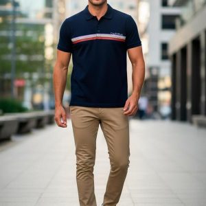 Camisa Polo em Malha Piquet Azul