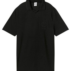 Camisa Polo em Piquet com Bordado Preto