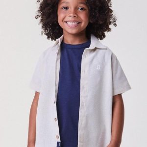 Camisa Social Manga Curta Off Branco