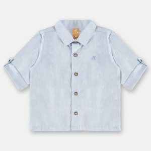 Camisa Social Manga Longa Bebê Menino Azul
