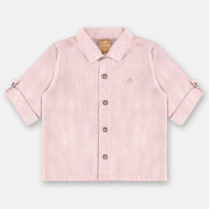 Camisa Social Manga Longa Bebê Menino Rosa