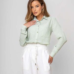 Camisão Listrado Alfaiataria Verde