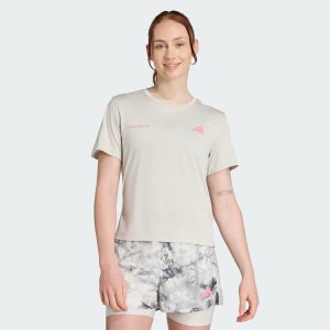 Camiseta Adidas Own The Run Feminina Cinza e Rosa