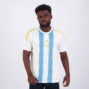 Camiseta Adidas Tiro Messi Branca e Azul