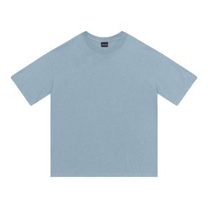 Camiseta Ampla em Malha Azul Pastel