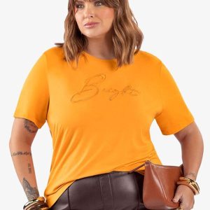 Camiseta Bordado Plus Size Amarelo