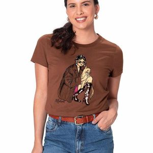 Camiseta Fashion & Cat Marrom