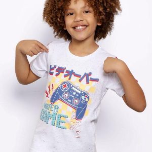 Camiseta Infantil Botonê Estampada Game Branco