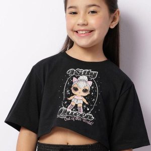 Camiseta Infantil Cropped Preta