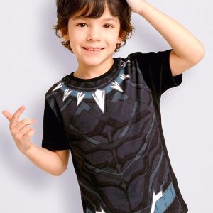 Camiseta Infantil Estampa Pantera Negra Preta