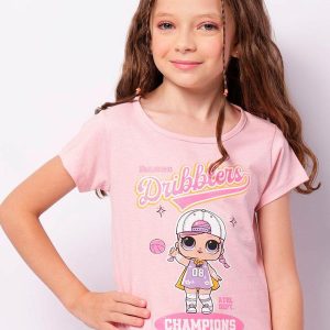 Camiseta Infantil Manga Curta Rosa