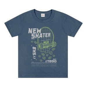 Camiseta Infantil Menino Estampa Relevo Azul
