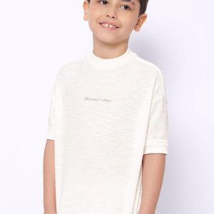 Camiseta Infantil Texturizada Bordado Off White
