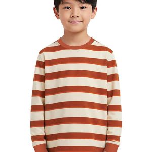 Camiseta Listrada em Malha Laranja