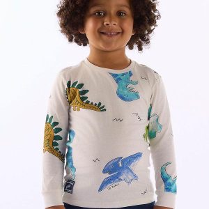 Camiseta Manga Longa Mundo Dino Branco