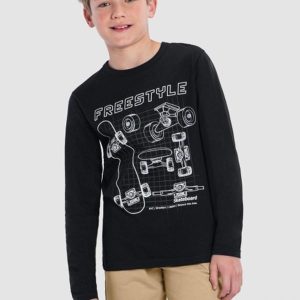 Camiseta Menino de Skate Preto