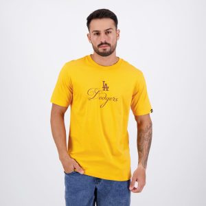 Camiseta New Era MLB Los Angeles Dodgers Classic Laranja Claro