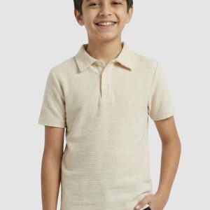 Camiseta Polo Menino Text. Off White