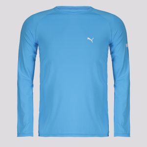 Camiseta Puma Manga Longa UV50+ Juvenil Azul