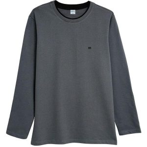 Camiseta Regular Rajado Cinza Chumbo