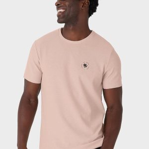Camiseta Regular em Malha Texturizada Rosê