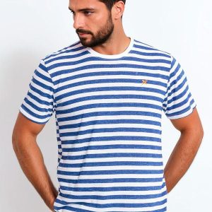 Camiseta em Malha Flamê Azul